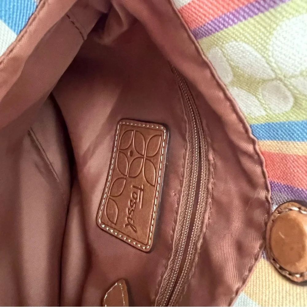 Fossil Multicolor Floral & Striped Crossbody Messenger Bag